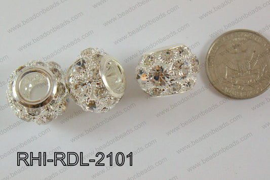 Rhinestone ball Rondelle 15x21mm silver RHI-RDL-2101