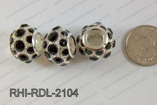 Rhinestone ball Rondelle 15x21mm black RHI-RDL-2104