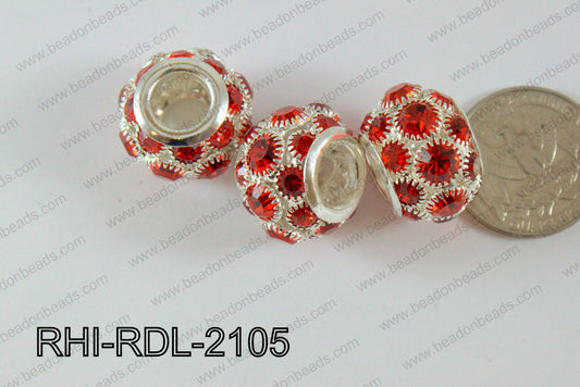 Rhinestone ball Rondelle 15x21mm red RHI-RDL-2105
