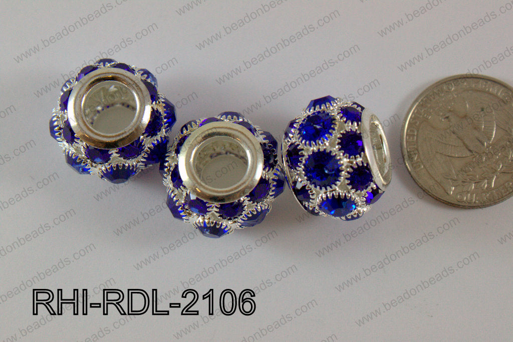 Rhinestone ball Rondelle 15x21mm blue RHI-RDL-2106