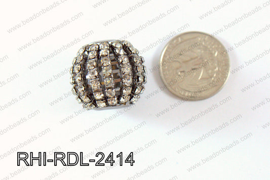 Rhinestone Balls Rondelle gunmetal 24mm RHI-RDL-2414u