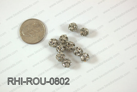 Rhinestone Balls 8mm dark silver RHI-ROU-0802