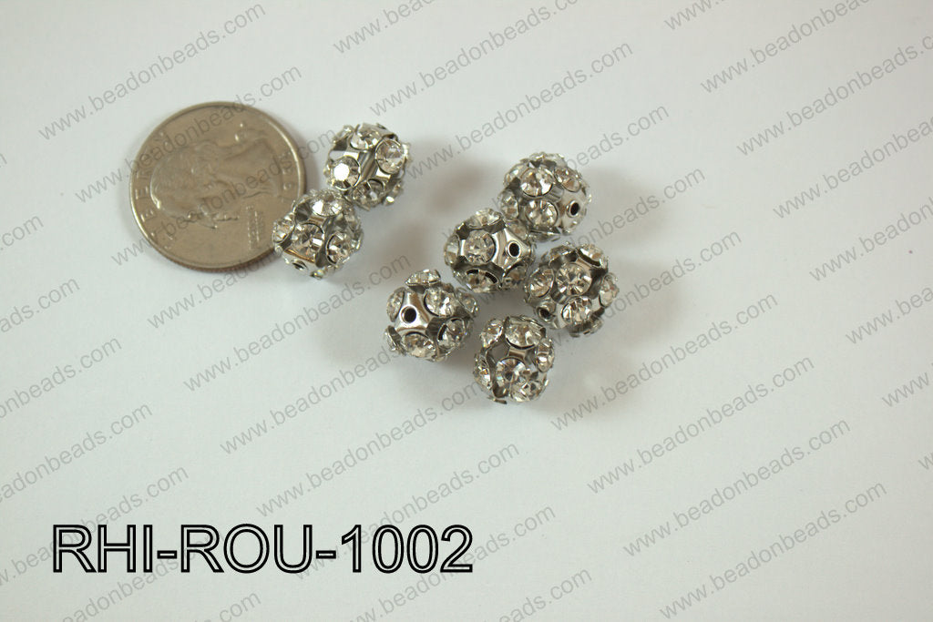 Rhinestone Balls 10mm dark silver RHI-ROU-1002