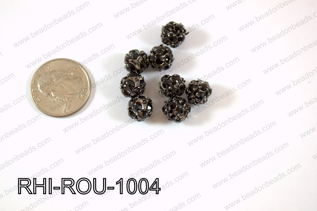 Rhinestone Balls 10mm black RHI-ROU-1004