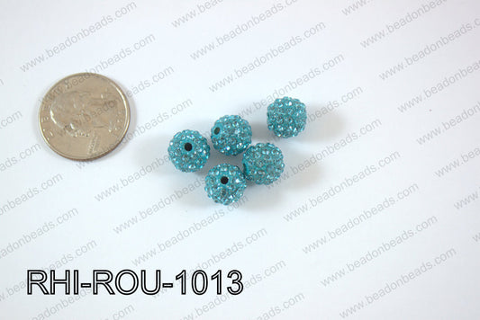 Rhinestone Balls 10mm turquoise RHI-ROU-1013