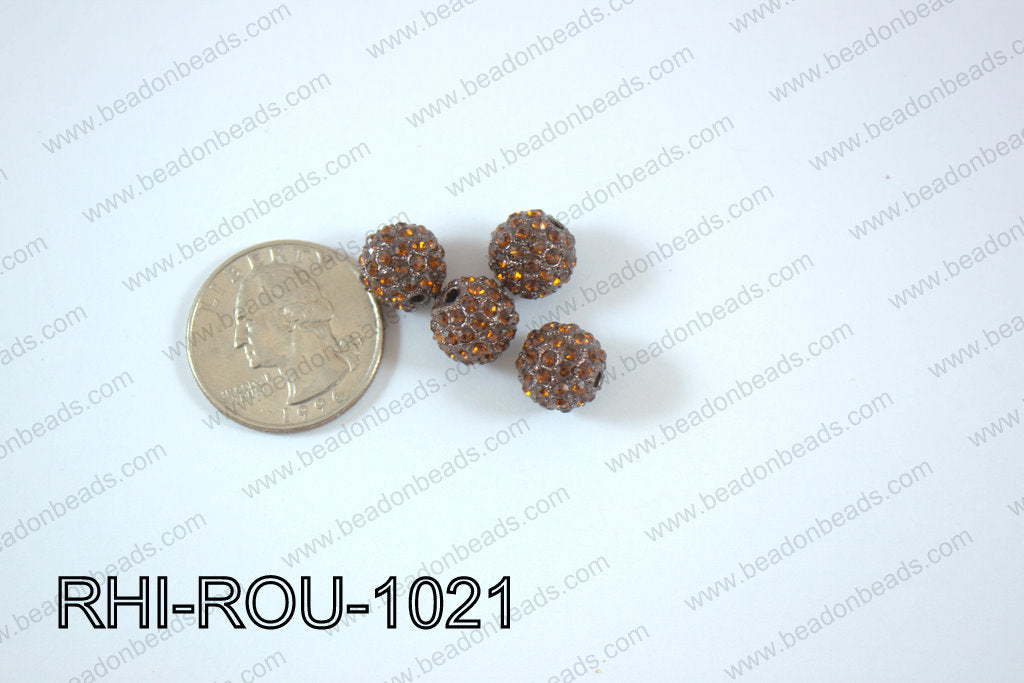 Rhinestone Balls 10mm brown RHI-ROU-1021