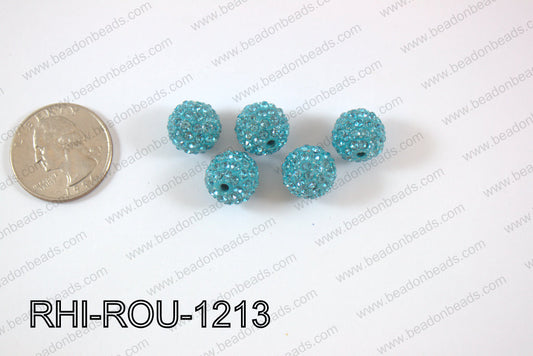 Rhinestone Balls 12mm turquoise RHI-ROU-1213