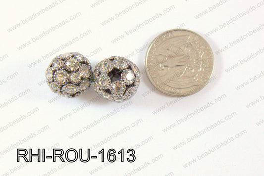 Rhinestone Balls Round 16mm Gun metal RHI-ROU-1613