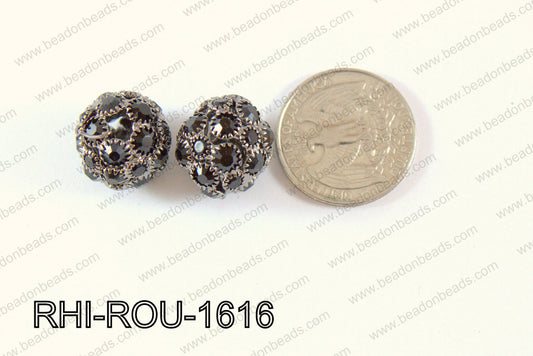 Rhinestone Balls Round 16mm black RHI-ROU-1616