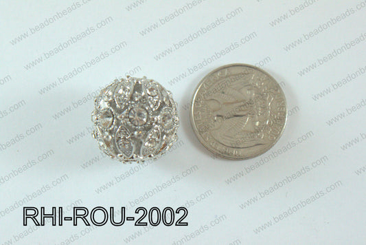 Rhinestone ball Round 20mm Dark silver RHI-ROU-2002