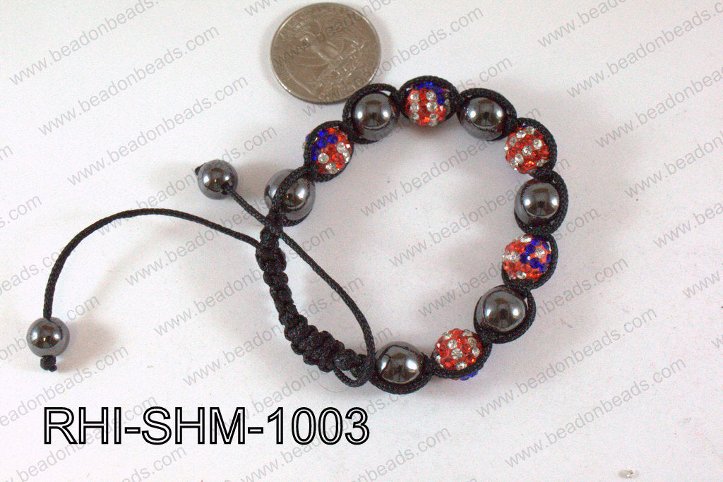 Rhinestone Shamballa Bracelet Multicolor 10mm RHI-SHM-1003