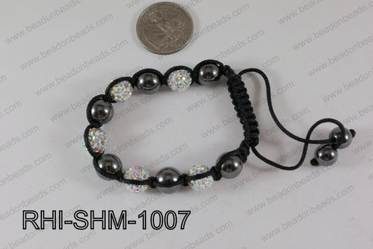 Rhinestone Shamballa Bracelet Clear AB 10mm RHI-SHM-1007