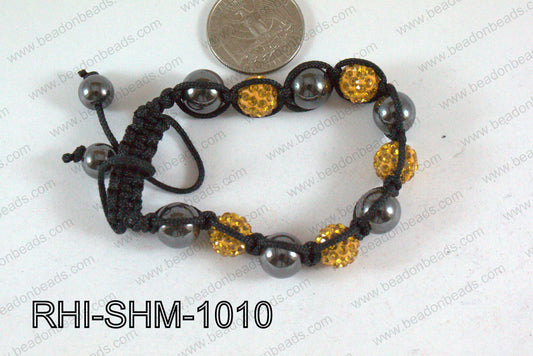 Rhinestone Shamballa Bracelet Orange 10mm RHI-SHM-1010