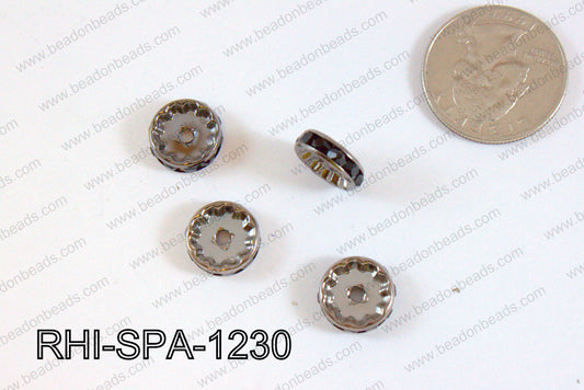 Rhinestone spacers 12mm gun metal/black RHI-SPA-1230