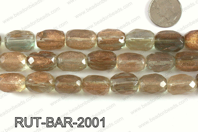 Imitation rutilated quartz faceted barrel 15x20mm RUT-BAR-2001