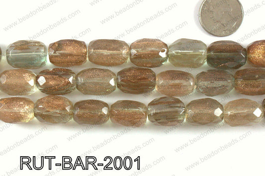 Imitation rutilated quartz faceted barrel 15x20mm RUT-BAR-2001