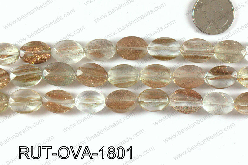 Imitation rutilated quartz faceted oval 13x18mm RUT-OVA-1801