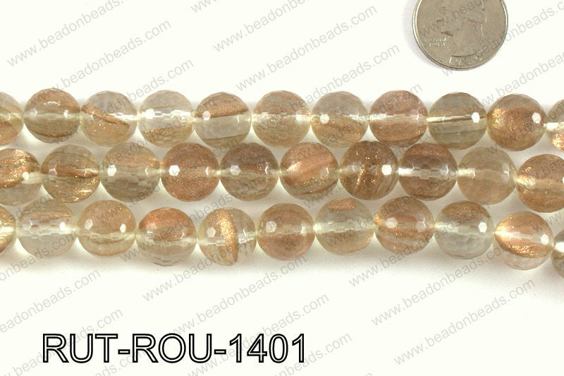 Imitation rutilated quartz faceted round 14mm RUT-ROU-1401
