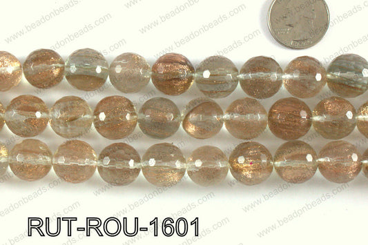 Imitation rutilated quartz faceted round 16mm RUT-ROU-1601