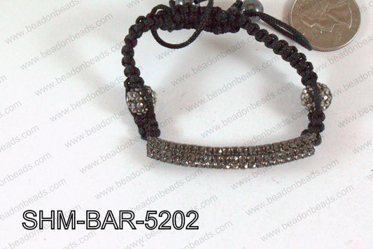 Bar Shamballa Bracelet Gun Metal 52mm SHM-BAR-5202