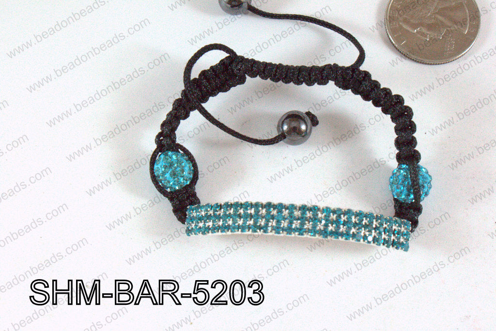 Bar Shamballa Bracelet Blue 52mm SHM-BAR-5203