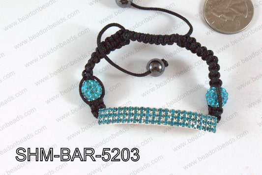 Bar Shamballa Bracelet Blue 52mm SHM-BAR-5203