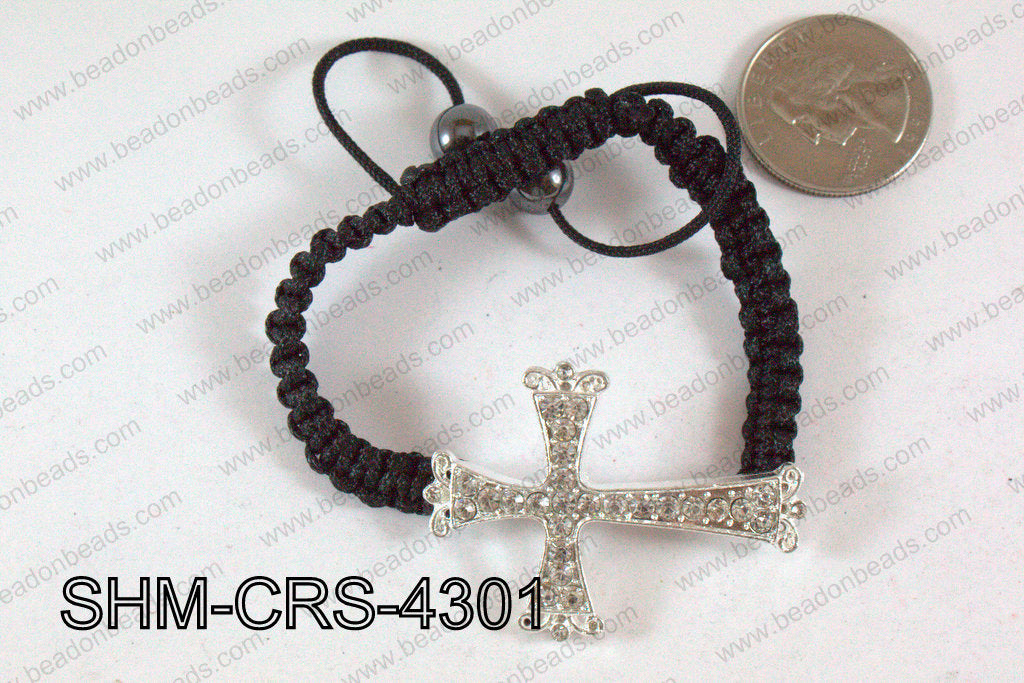 Cross Shamballa Bracelet Silver 43x31mm SHM-CRS-4301