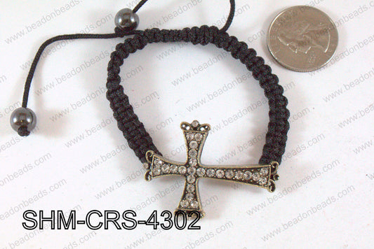 Cross Shamballa Bracelet Bronze 43x31mm SHM-CRS-4302