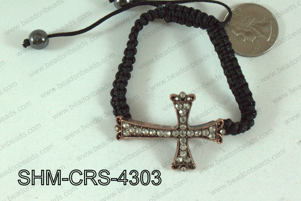Cross Shamballa Bracelet Copper 43x31mm SHM-CRS-4303