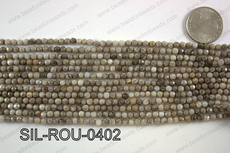 Silver Leaf Jasper round faceted beads 4mm  SIL-ROU-0402