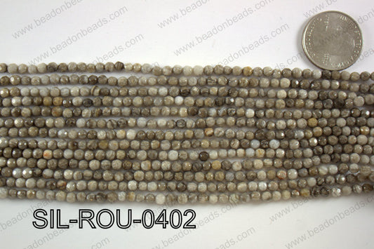 Silver Leaf Jasper round faceted beads 4mm  SIL-ROU-0402