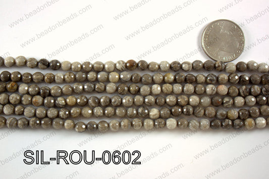 Silver Leaf Jasper round faceted beads 6mm  SIL-ROU-0602