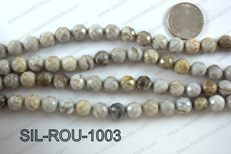 Silver Leaf Jasper round faceted beads 10mm  SIL-ROU-1003