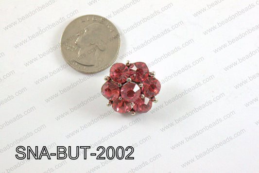 snap button 20 mm dark pink flower SNA-BUT-2002