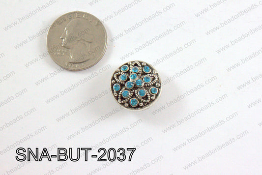 snap button 20 mm light blue flower round SNA-BUT-2037