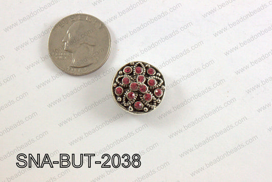 snap button 20 mm pink flower round SNA-BUT-2038