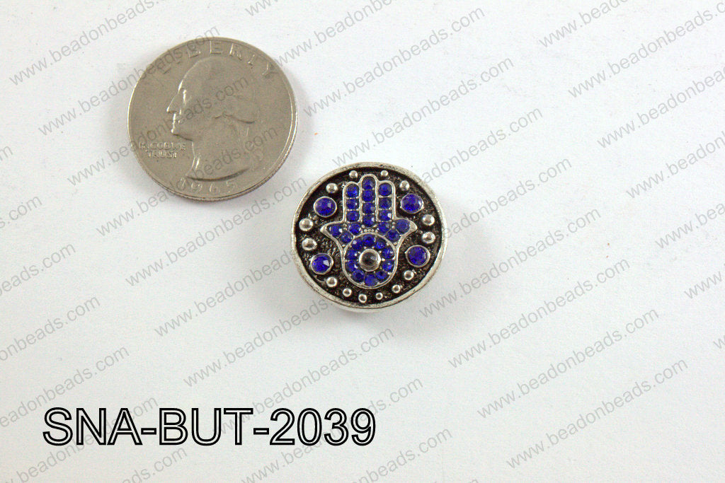 snap button 20 mm light blue hamsa round SNA-BUT-2039