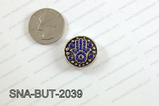 snap button 20 mm light blue hamsa round SNA-BUT-2039