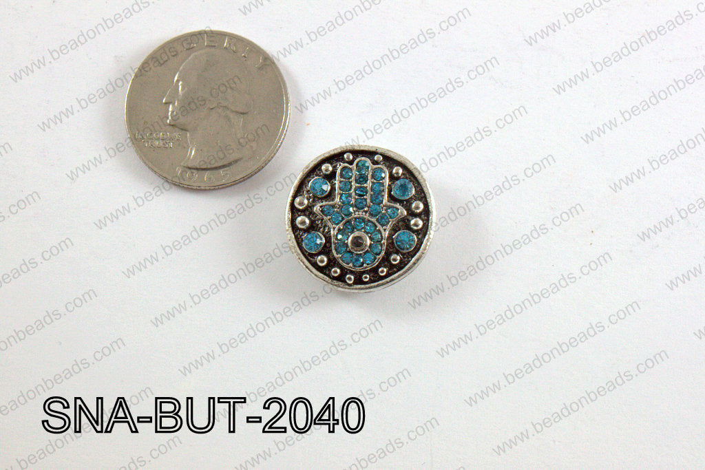 snap button 20 mm light blue hamsa round SNA-BUT-2040