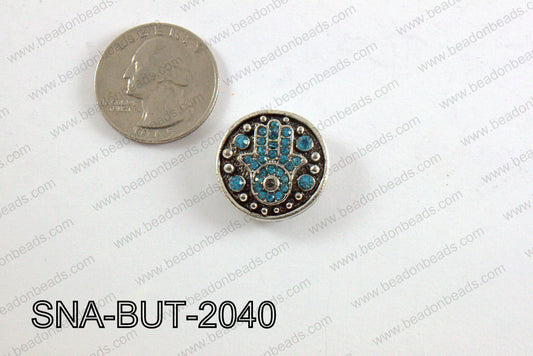 snap button 20 mm light blue hamsa round SNA-BUT-2040