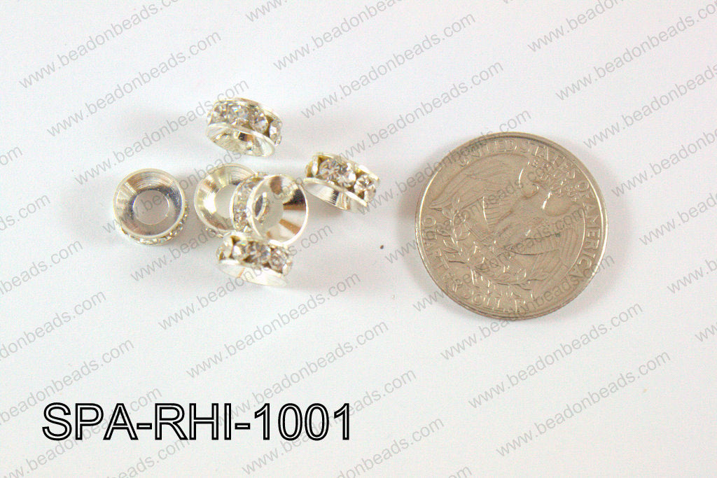 Rhinestone Spacers silver/clear 10mm SPA-RHI-1001