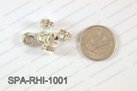 Rhinestone Spacers silver/clear 10mm SPA-RHI-1001