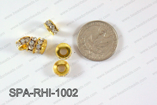 Rhinestone Spacers Gold/clear 10mm SPA-RHI-1002