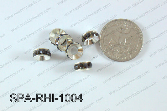 Rhinestone Spacers silver/black 10mm SPA-RHI-1004