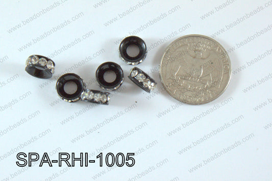 Rhinestone Spacers Black/clear 10mm SPA-RHI-1005