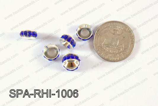 Rhinestone Spacers Silver/dark blue 10mm SPA-RHI-1006