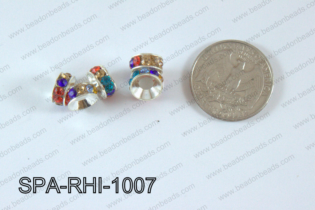 Rhinestone Spacers silver/multi 10mm SPA-RHI-1007