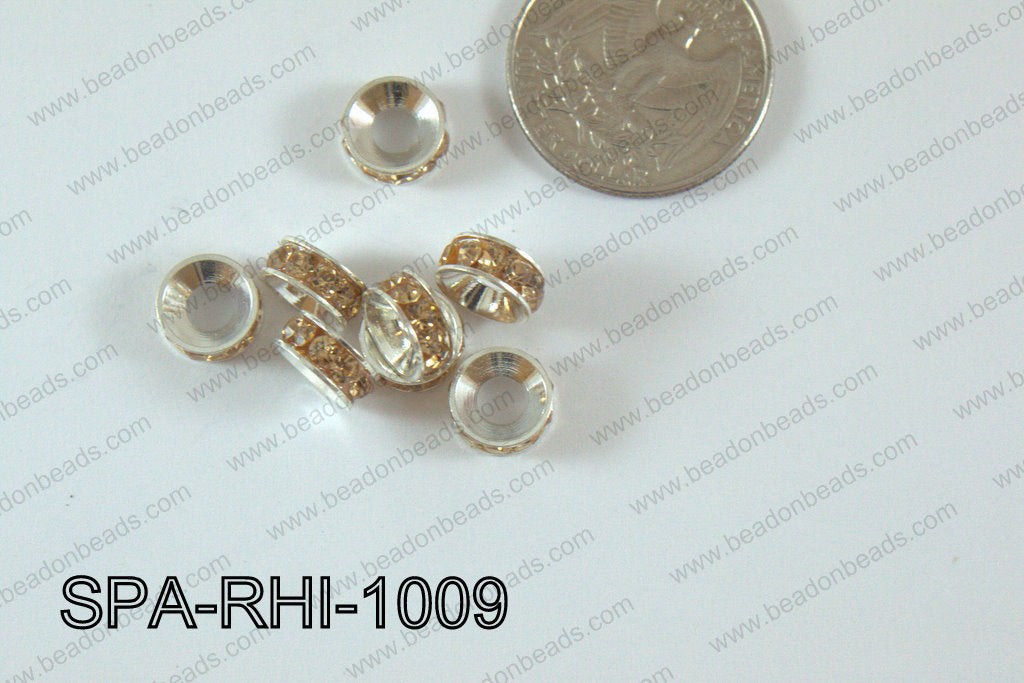 Rhinestone Spacers silver/beige 10mm SPA-RHI-1009