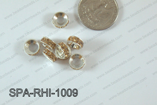 Rhinestone Spacers silver/beige 10mm SPA-RHI-1009