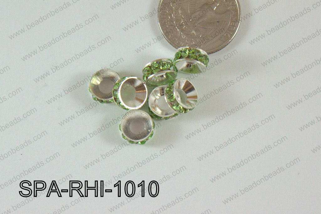 Rhinestone Spacers 10mm silver/green SPA-RHI-1010
